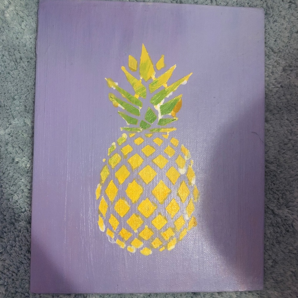 Pineapple Painting Purple -Yellow-Green